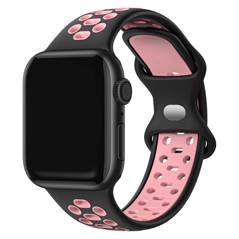 Apple Watch Sporty Strap Silicone Rubber Black Pink