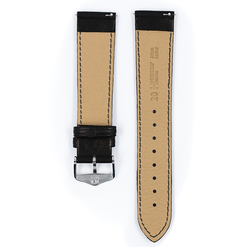 Hirsch Merino Artisan Watch Band Nappa Leather Black