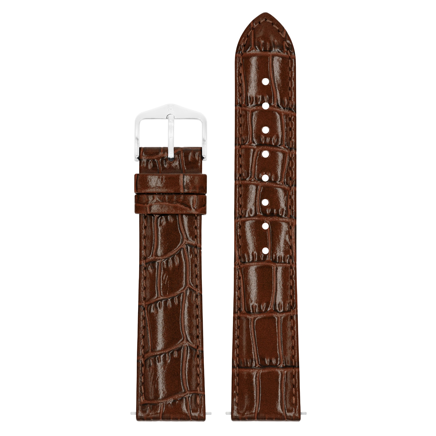 Hirsch Louisianalook Alligatorprint Watchband Shiny Brown