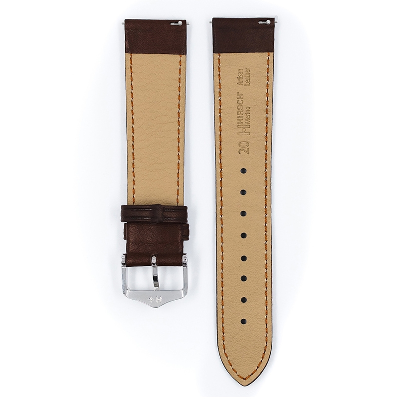 Hirsch Merino Artisan Watch Band Nappa Leather Brown
