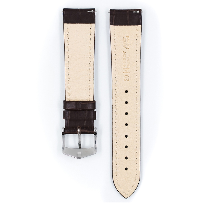 Hirsch Modena Calfskin Watchband Alligatorgrain Brown