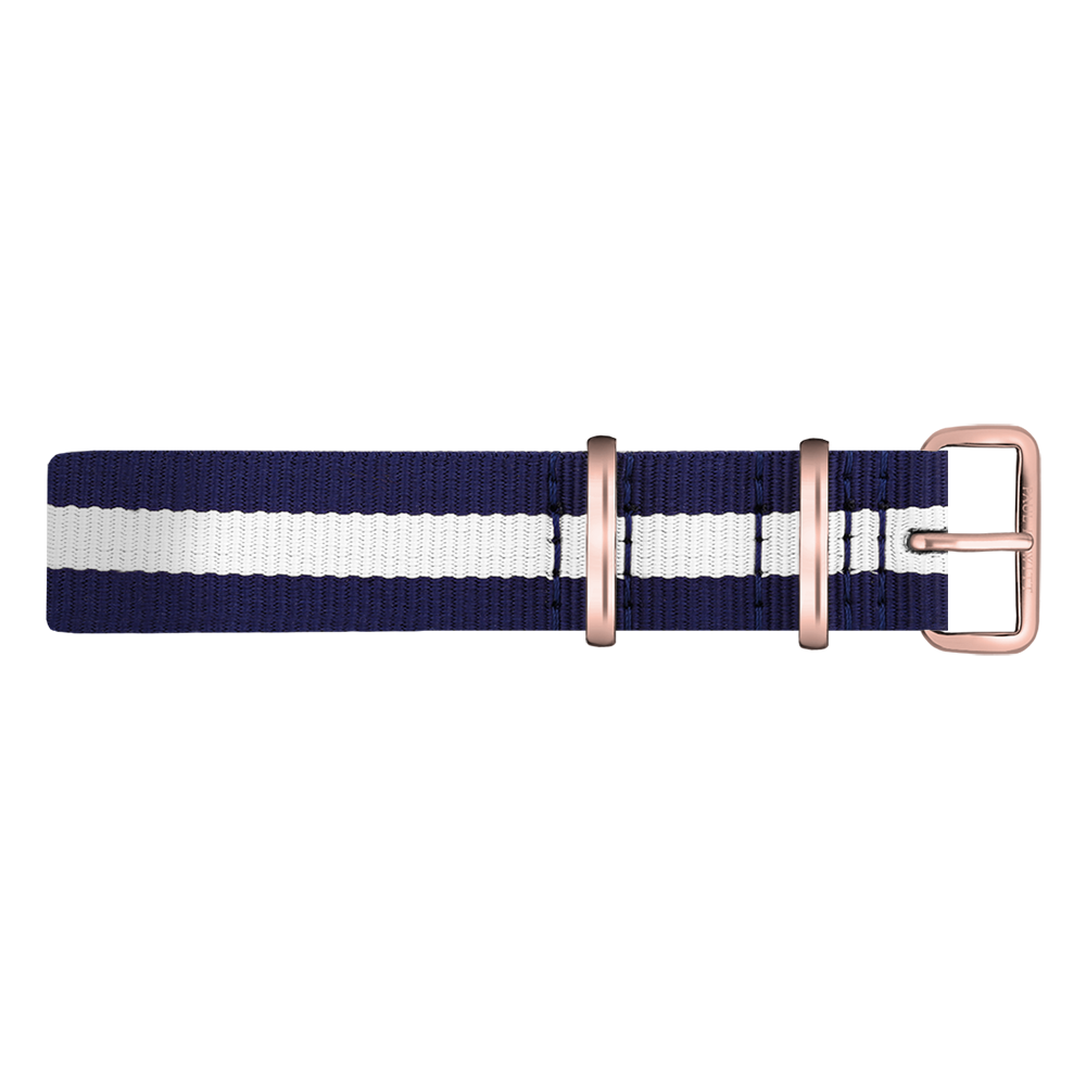Paul Hewitt NATO Watch Strap Navyblue White with Rosegold Buckle 20mm