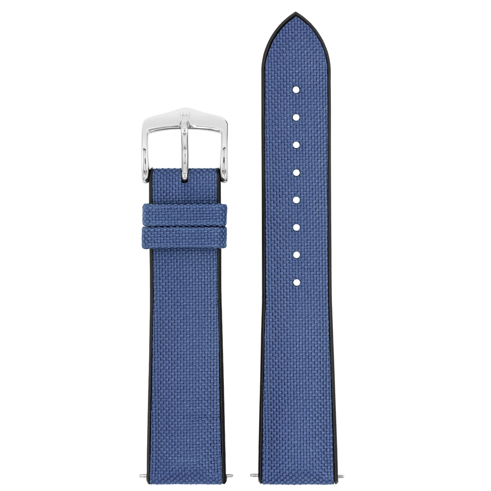 Hirsch Arne Performance Recycled Watch Strap Blue PET / Black Rubber
