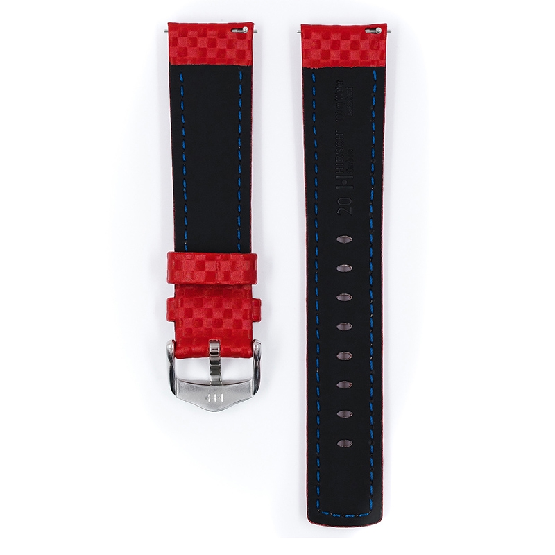 Hirsch Carbon Watch Band 100 m Water-Resistant Red