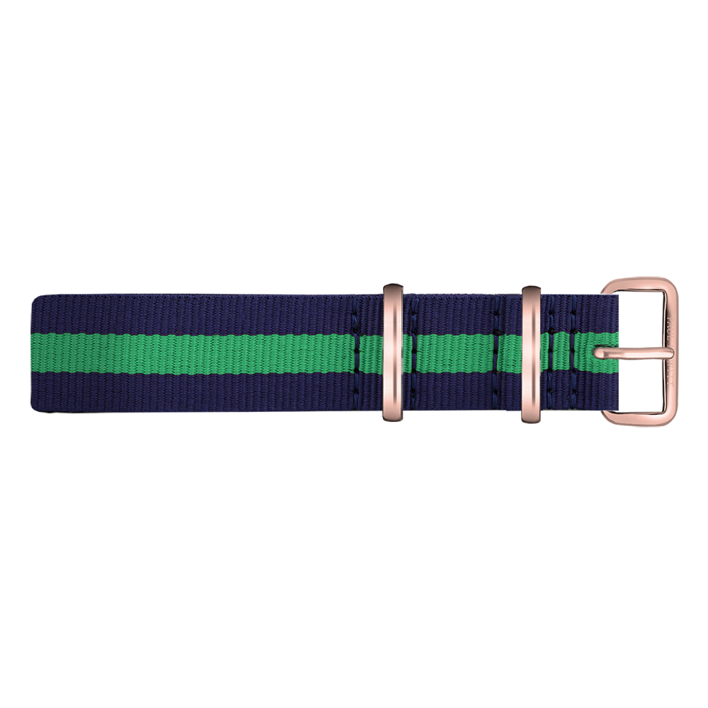 Paul Hewitt NATO Watch Strap Navyblue Green with Rosegold Buckle 20mm