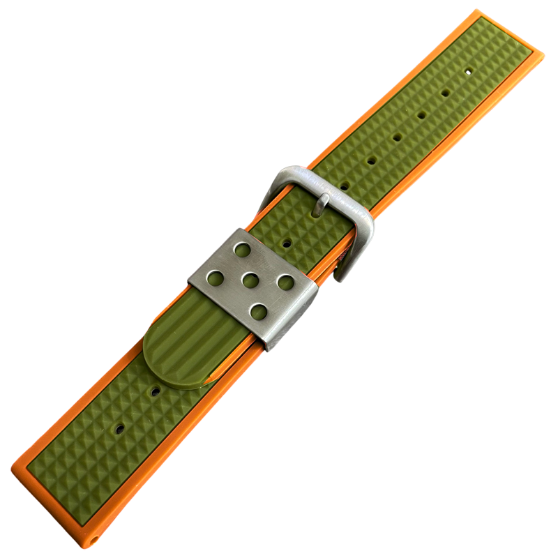 Waffle Strap Rubber Watch Strap Orange Green