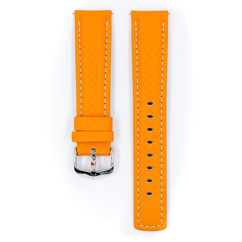Hirsch Carbon Watch Band 100 m Water-Resistant Orange