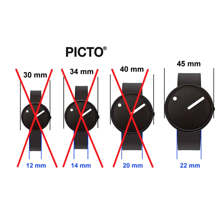Picto Watch Strap Black Rubber - 22mm