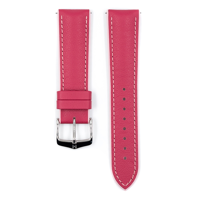 Hirsch Lindsey Performance Watch Strap Pink Leather / Rose Caoutchouc