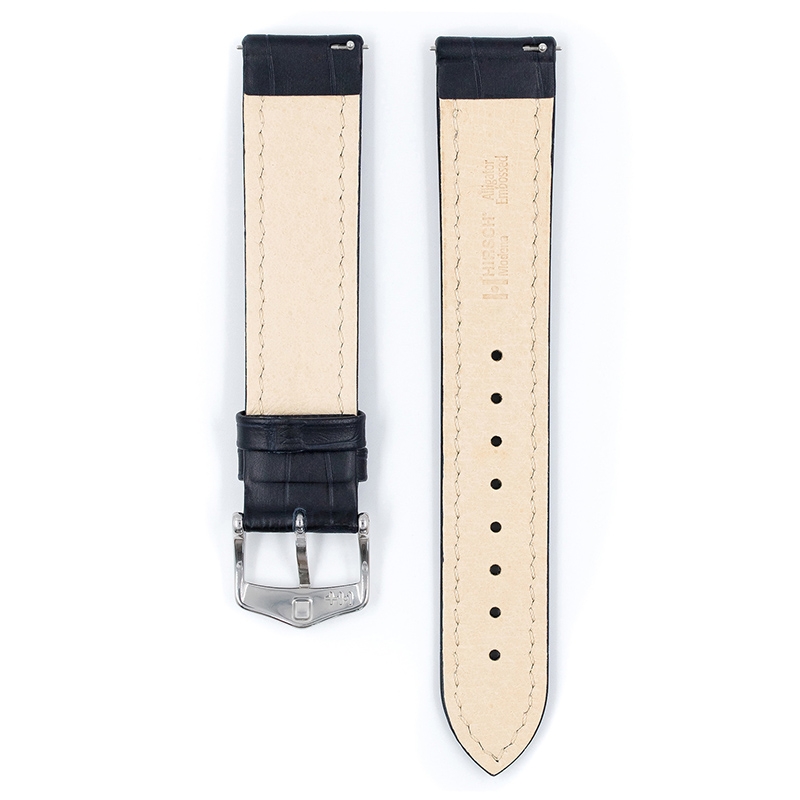 Hirsch Modena Watchband Calfskin Alligatorgrain Blue