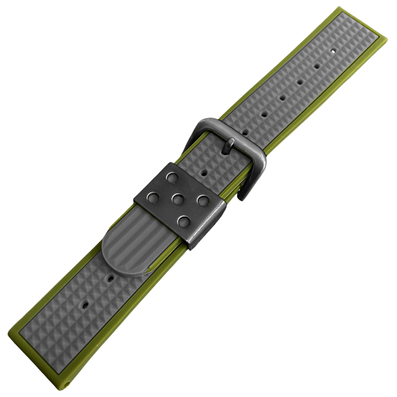 Waffle Strap Rubber Watch Strap Green Gray