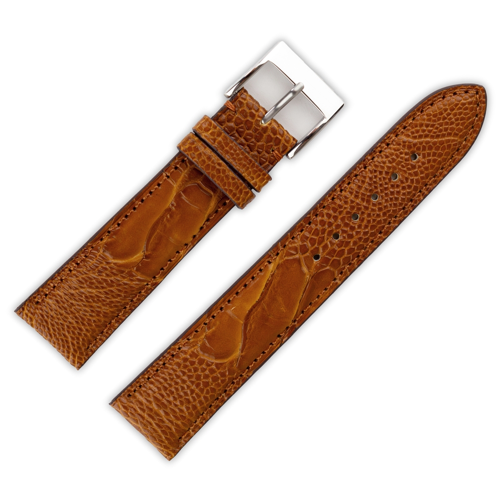 LIC Gallanto Ostrich Leg Leather Watch Strap Matte Light Brown