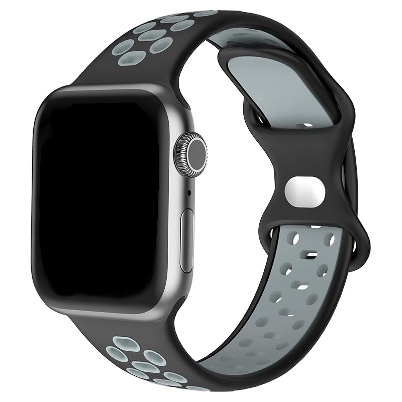 Apple Watch Sporty Strap Silicone Rubber Black Gray