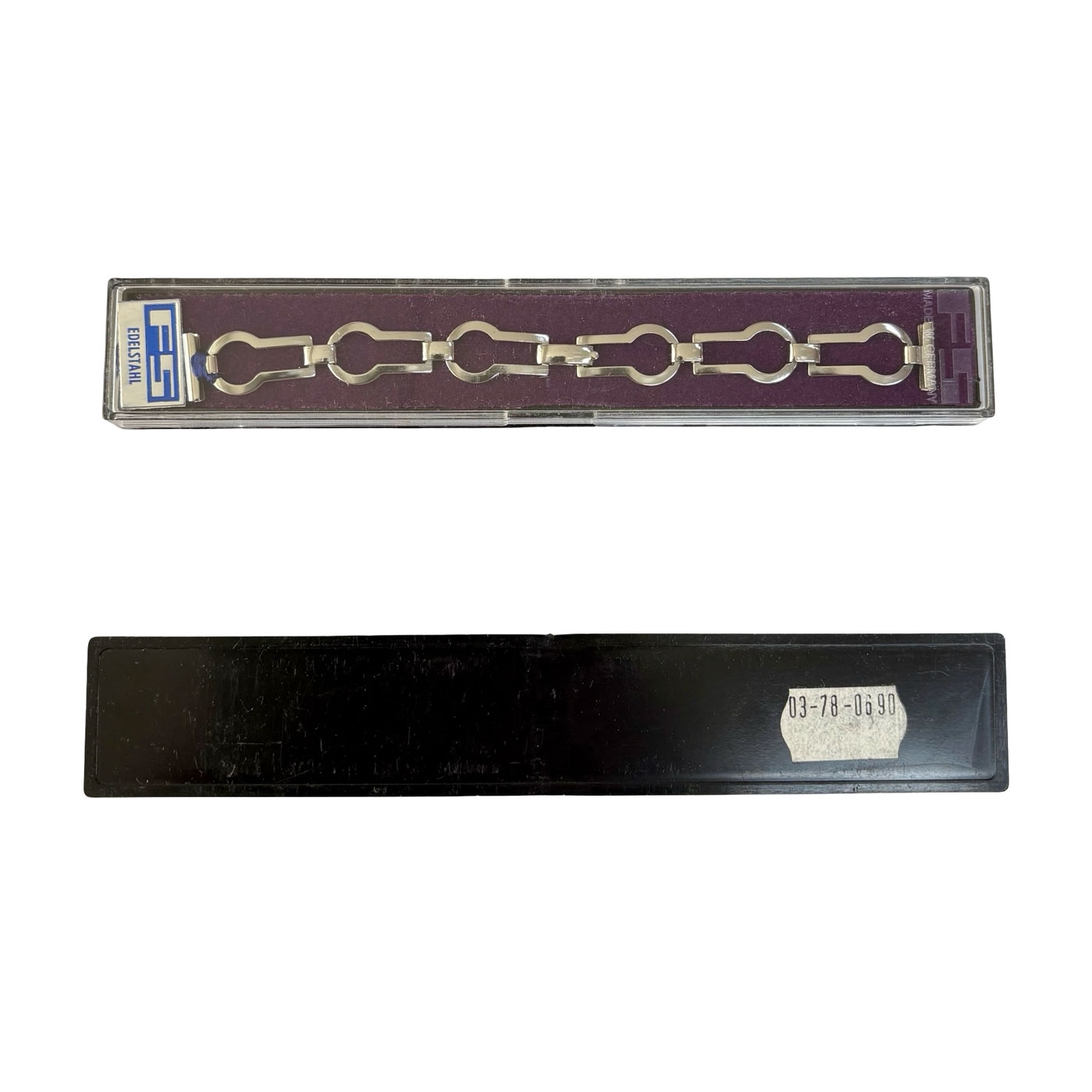 FS Steel Watch Bracelet Keyhole Link 0690 - Vintage NOS 70's - 14mm