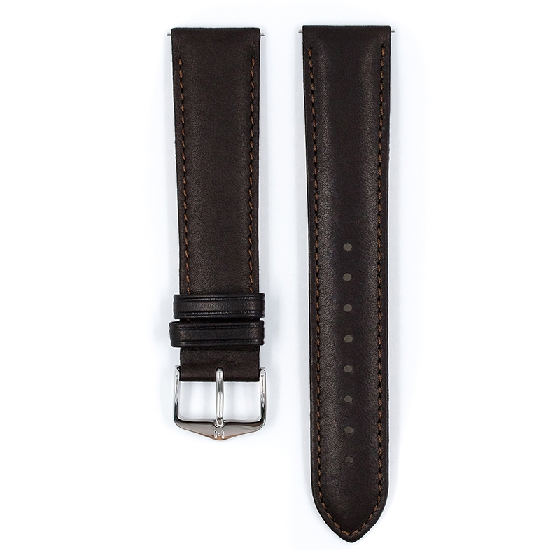 Hirsch Merino Artisan Watch Band Nappa Leather Dark Brown
