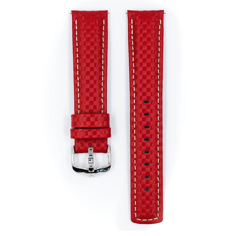 Hirsch Carbon Watch Band 100 m Water-Resistant Red