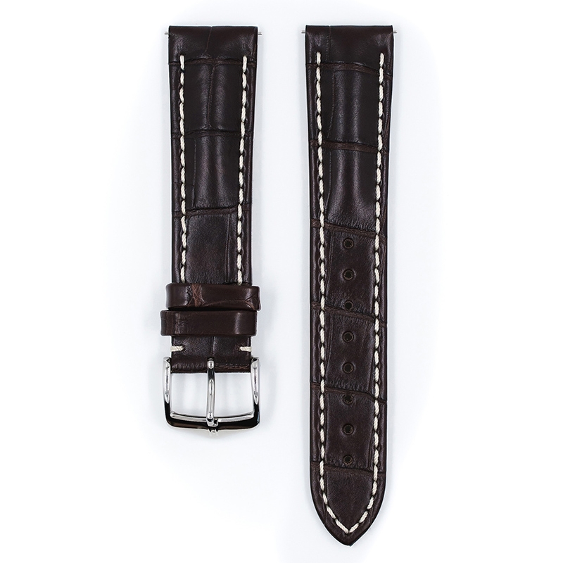 Hirsch Capitano Louisiana Alligator Watch Strap Semi-Matte Brown 100m WR