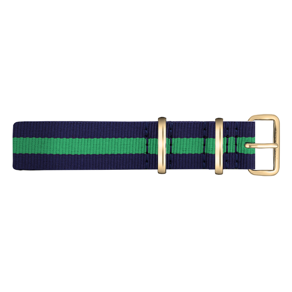 Paul Hewitt NATO Watch Strap Navyblue Green with Gold Buckle 20mm