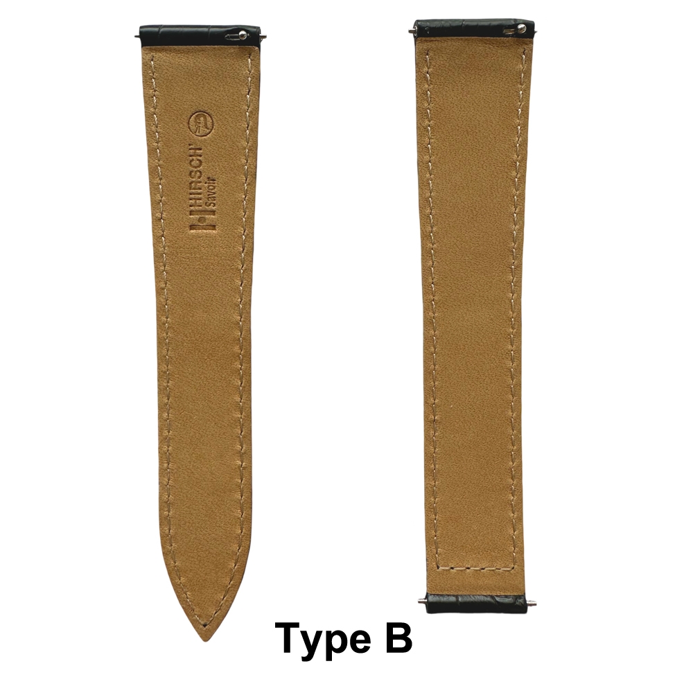 Watch Strap for Cartier Tank with Folding Clasp - Hirsch Savoir Caiman Crocodile Black