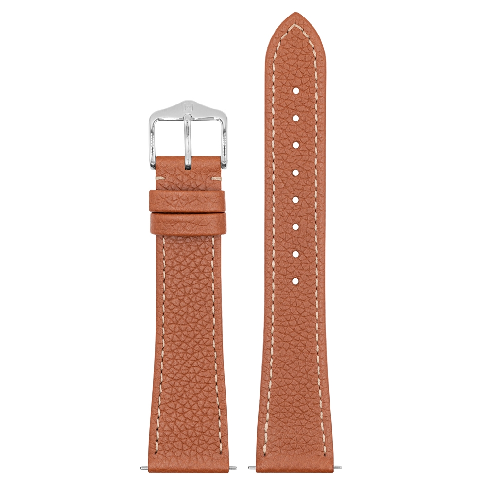 Hirsch Bologna Watch Strap Structured Epsom Calf Skin Golden Brown