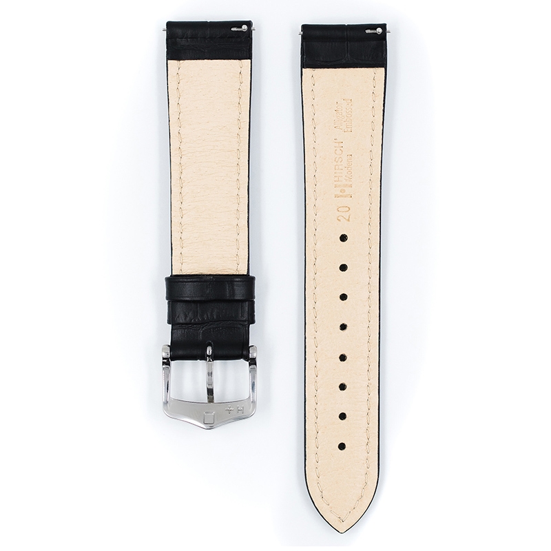 Hirsch Modena Calfskin Watchband Alligatorgrain Black