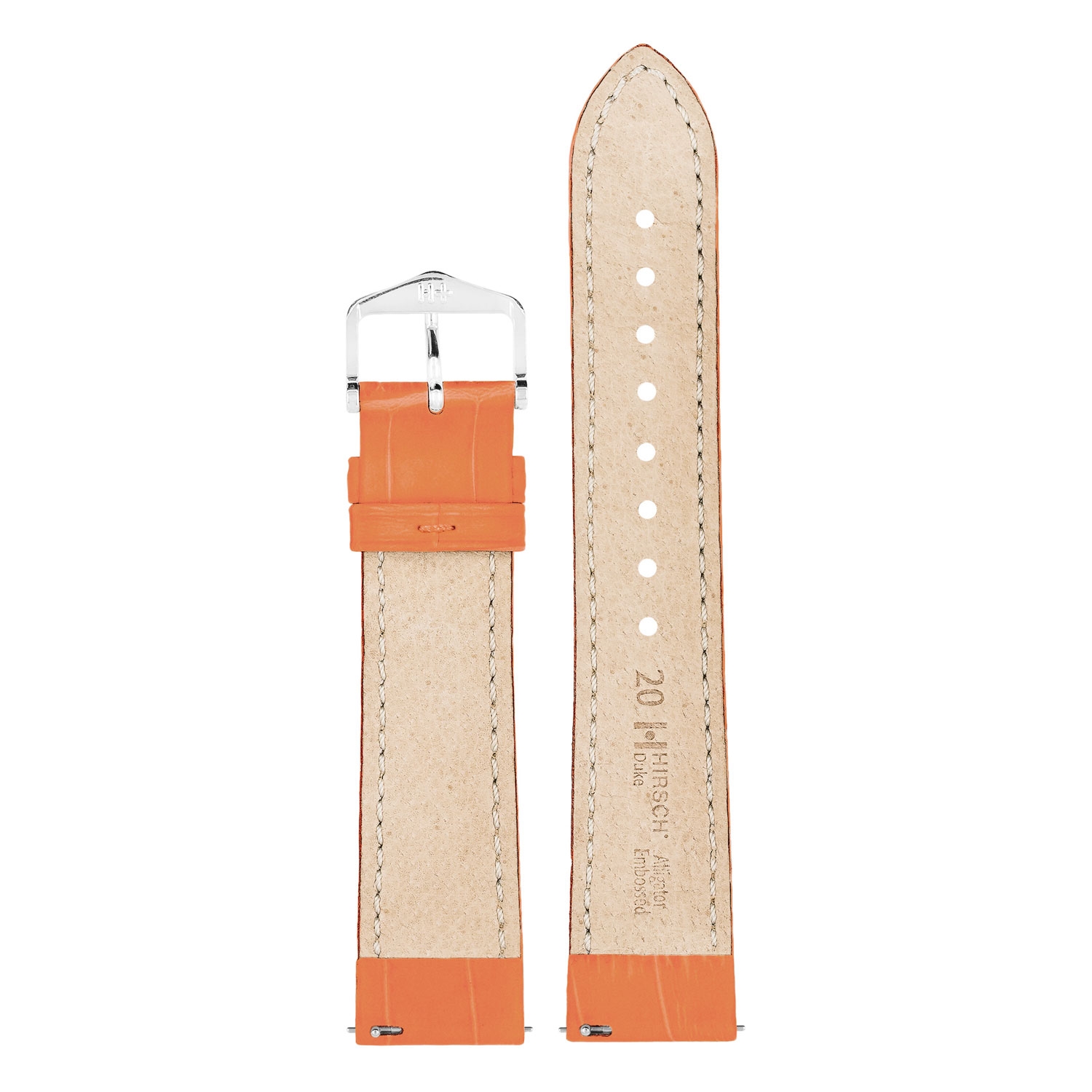 Hirsch Duke Watch Band Alligatorgrain Orange