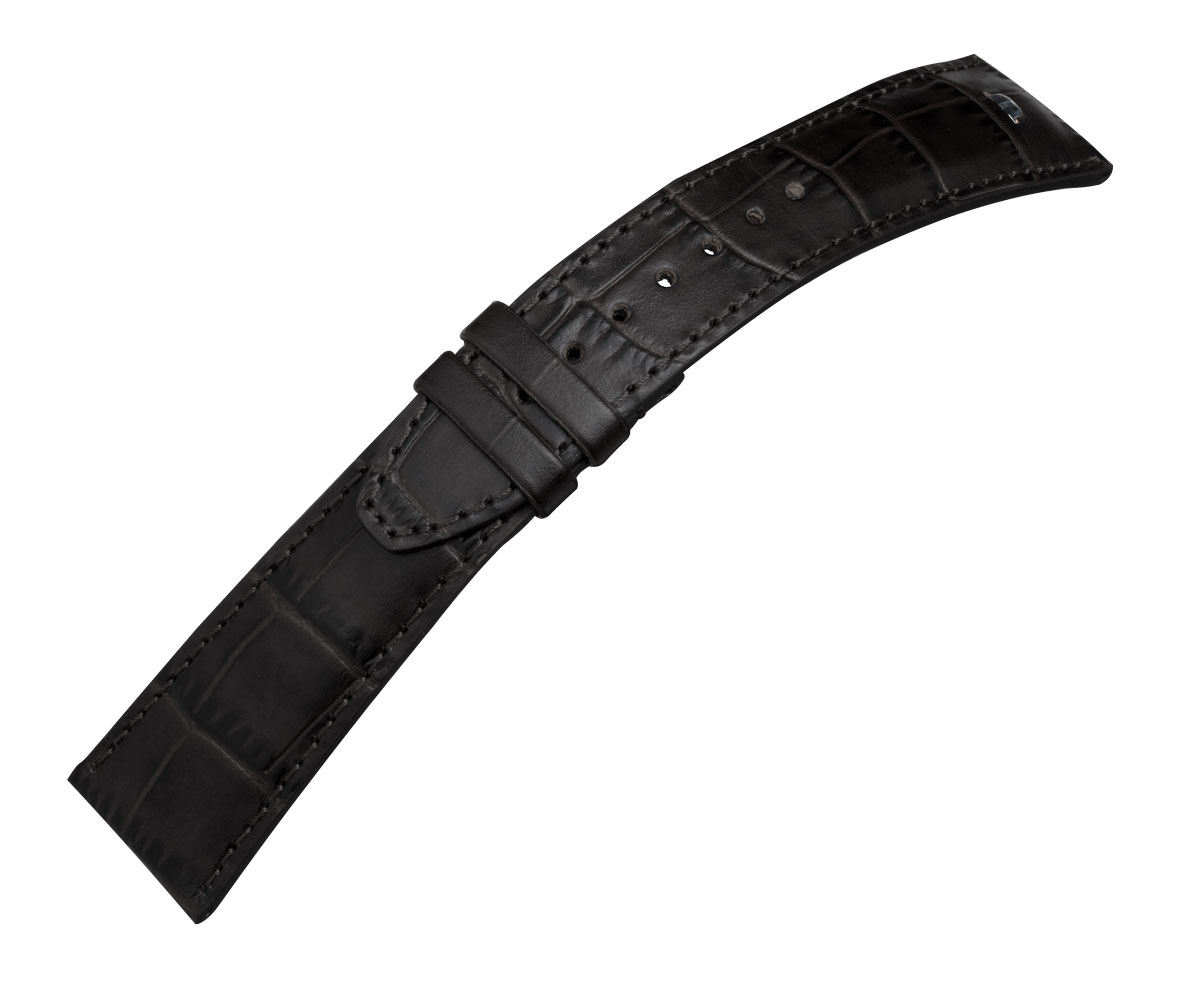 Maurice Lacroix Pontos Watch Strap with Keepers Folding Clasp Louisiana Croco-Calf Black