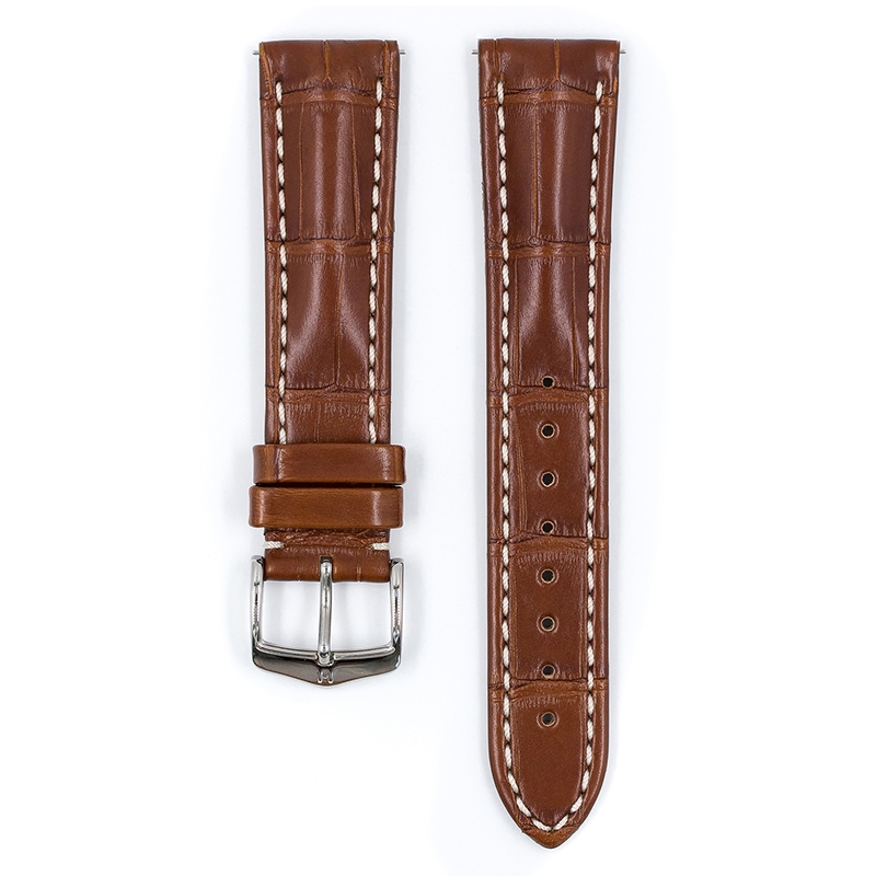 Hirsch Capitano Louisiana Alligator Watch Strap Semi-Matte Golden Brown