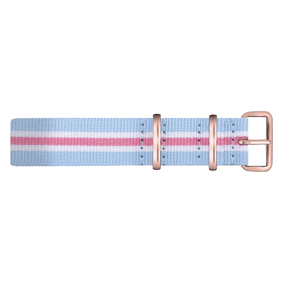 Paul Hewitt NATO Watch Strap Lightblue White Pink with Rosegold Buckle 20mm