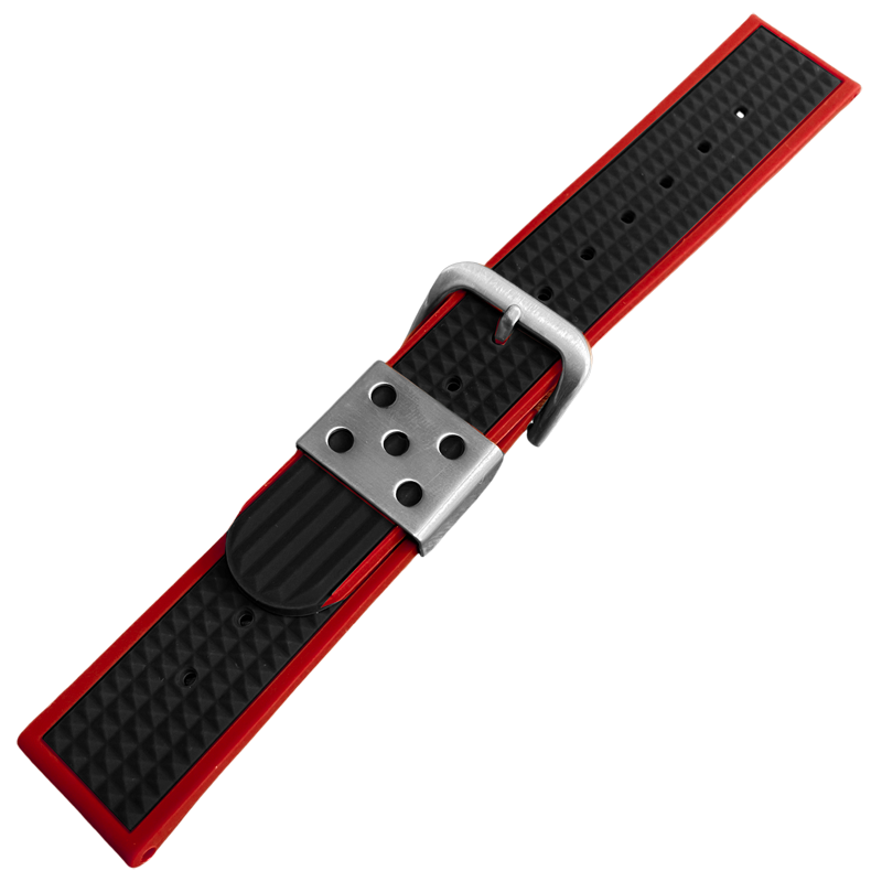Waffle Strap Rubber Watch Strap Red Black