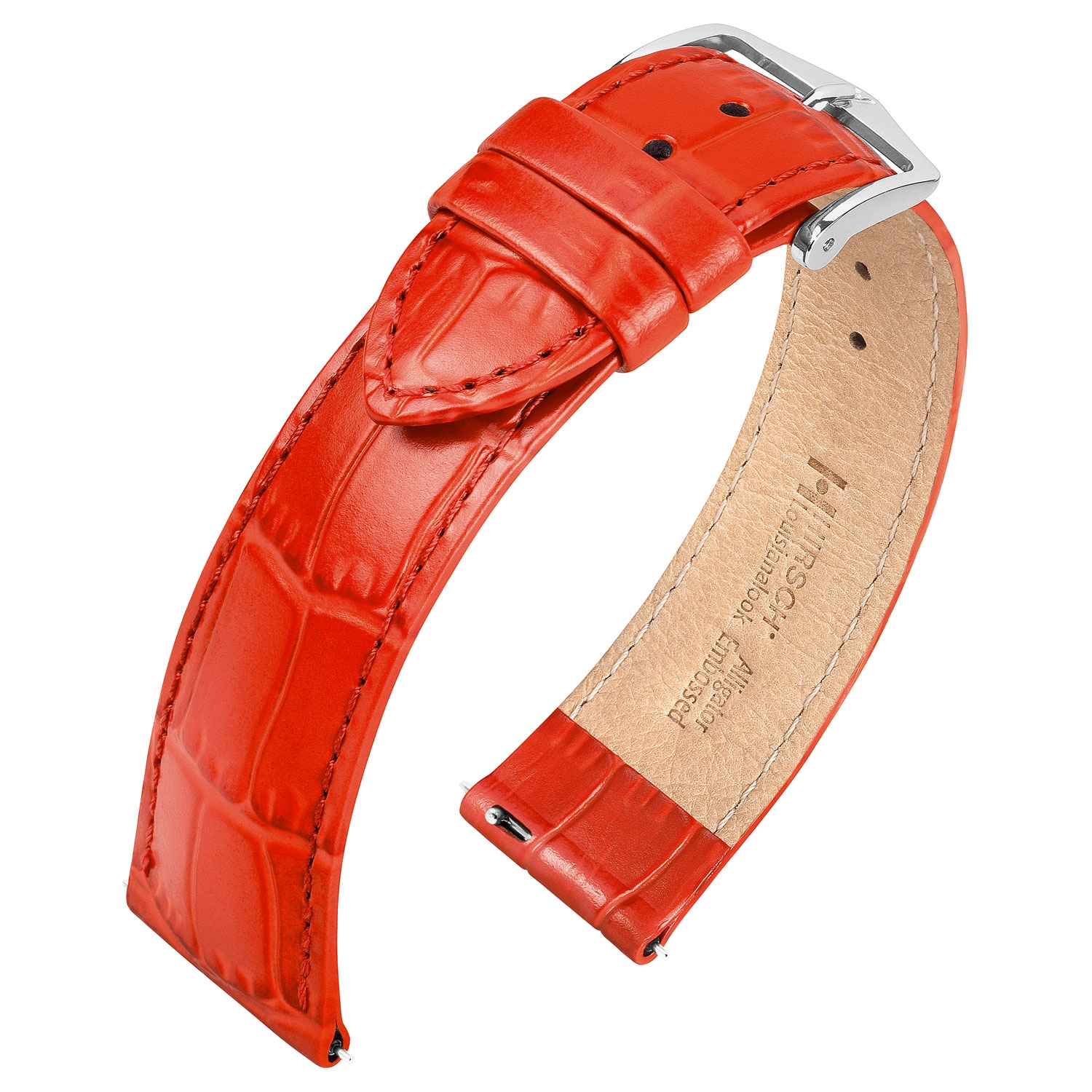 Hirsch Louisianalook Alligatorprint Watch Strap Shiny Red