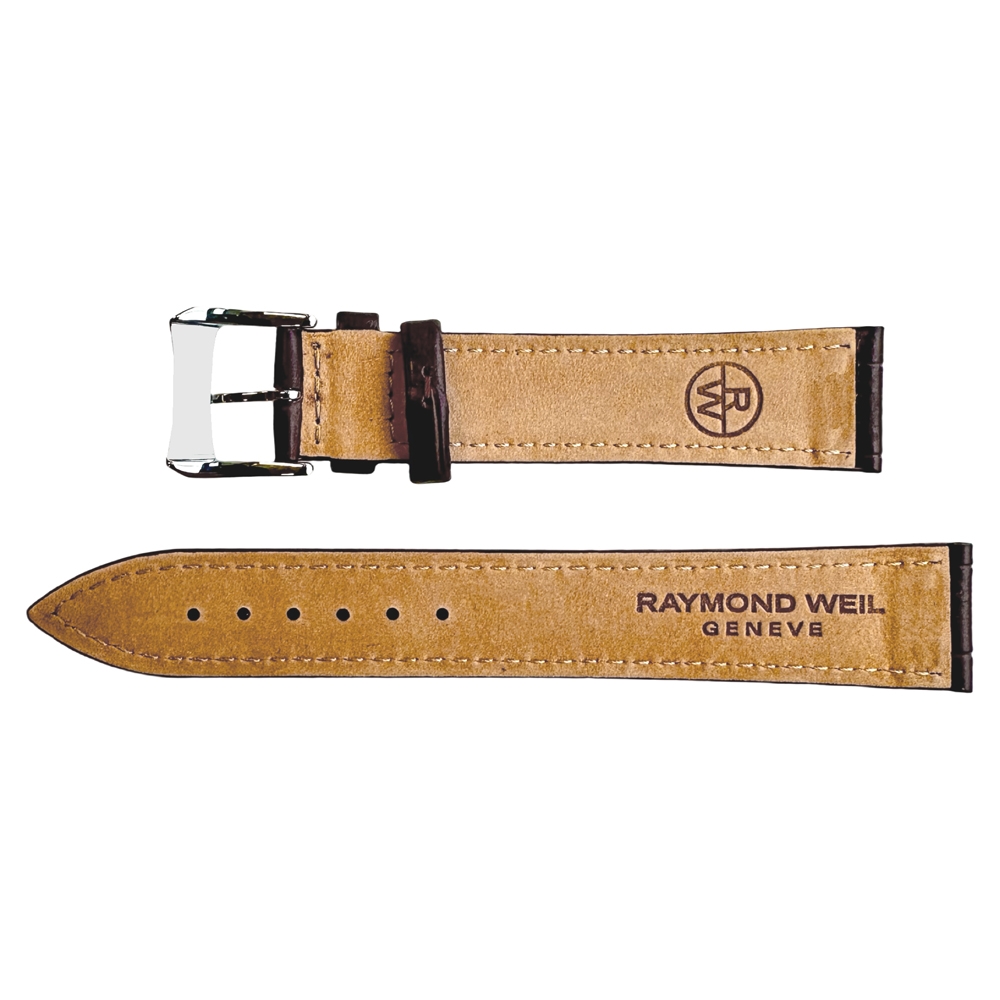 Raymond Weil Alligatorgrain Calf Skin Watch Strap Brown - with Buckle