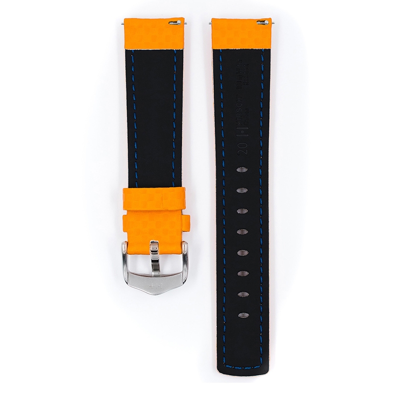 Hirsch Carbon Watch Band 100 m Water-Resistant Orange