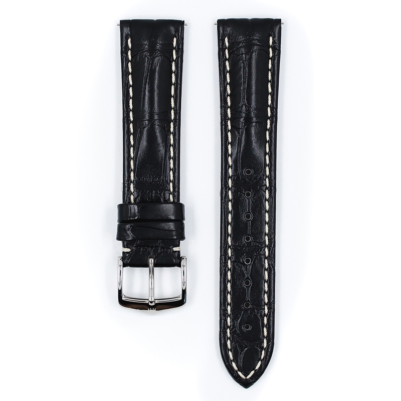 Hirsch Capitano Louisiana Alligator Watch Strap Semi-Matte Black