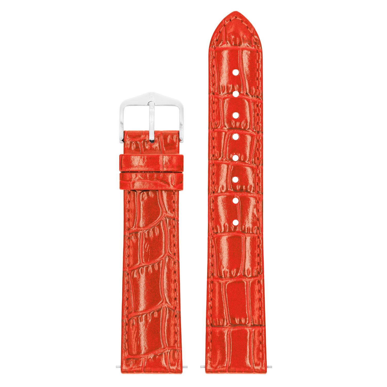 Hirsch Louisianalook Alligatorprint Watch Strap Shiny Red