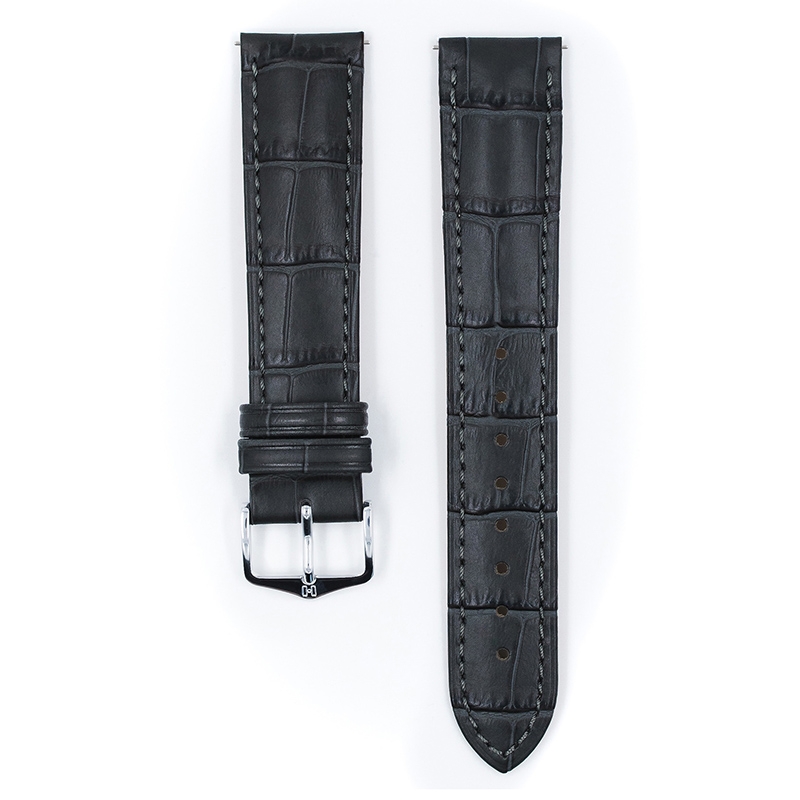Hirsch Duke Watch Band Alligatorgrain Gray
