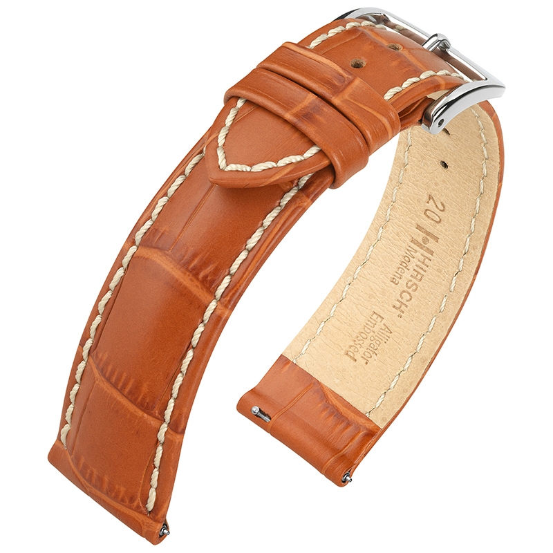 Hirsch Modena Calfskin Watchband Alligatorgrain Honey