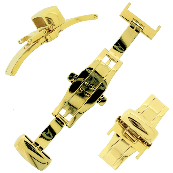 Deployment clasp / Butterfly clasp for Watch Strap - Gold Steel