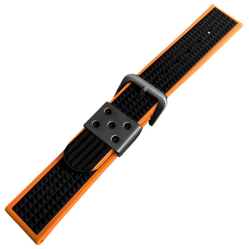 Waffle Strap Rubber Watch Strap Orange Black