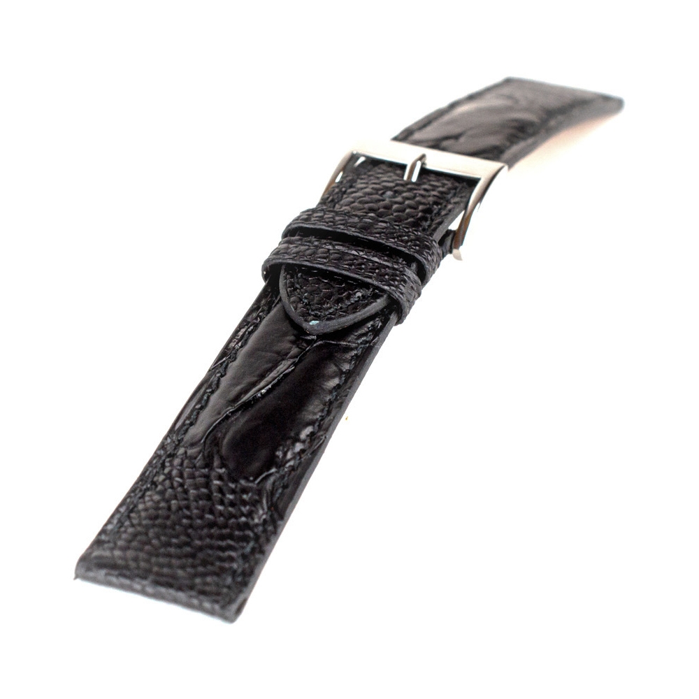 LIC Gallanto Ostrich Leg Leather Watch Strap Matte Black