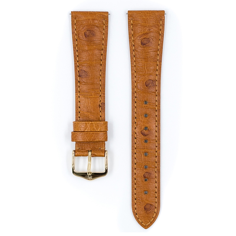 Hirsch Massai Watch Strap Ostrich Skin Golden Brown