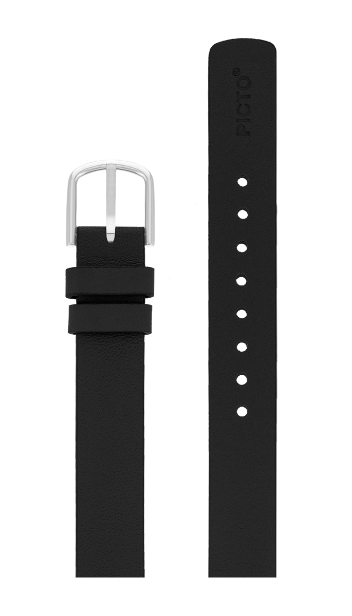 Picto Watch Strap Black Leather 12mm
