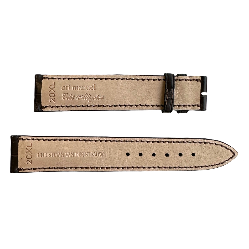 Original Christiaan van der Klaauw Watch Strap Real Alligator Skin Dark Brown XL 20mm