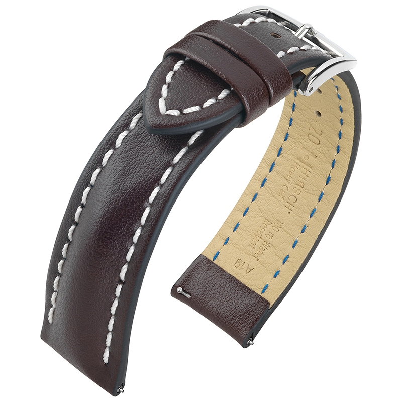 Hirsch Heavy Calf Water-Resistant Watch Band Dark Brown