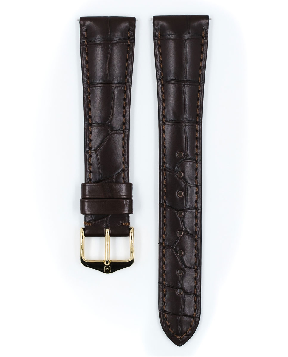 Hirsch London Watch Strap Alligator Skin Matte Dark Brown