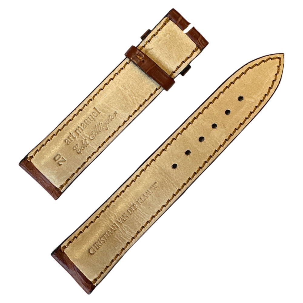 Original Christiaan van der Klaauw Watch Strap Real Alligator Skin Cognac 20mm