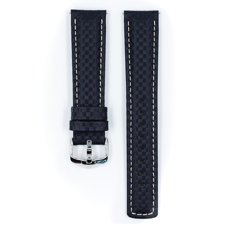 Hirsch Carbon Watch Band 100 m Water-Resistant Blue