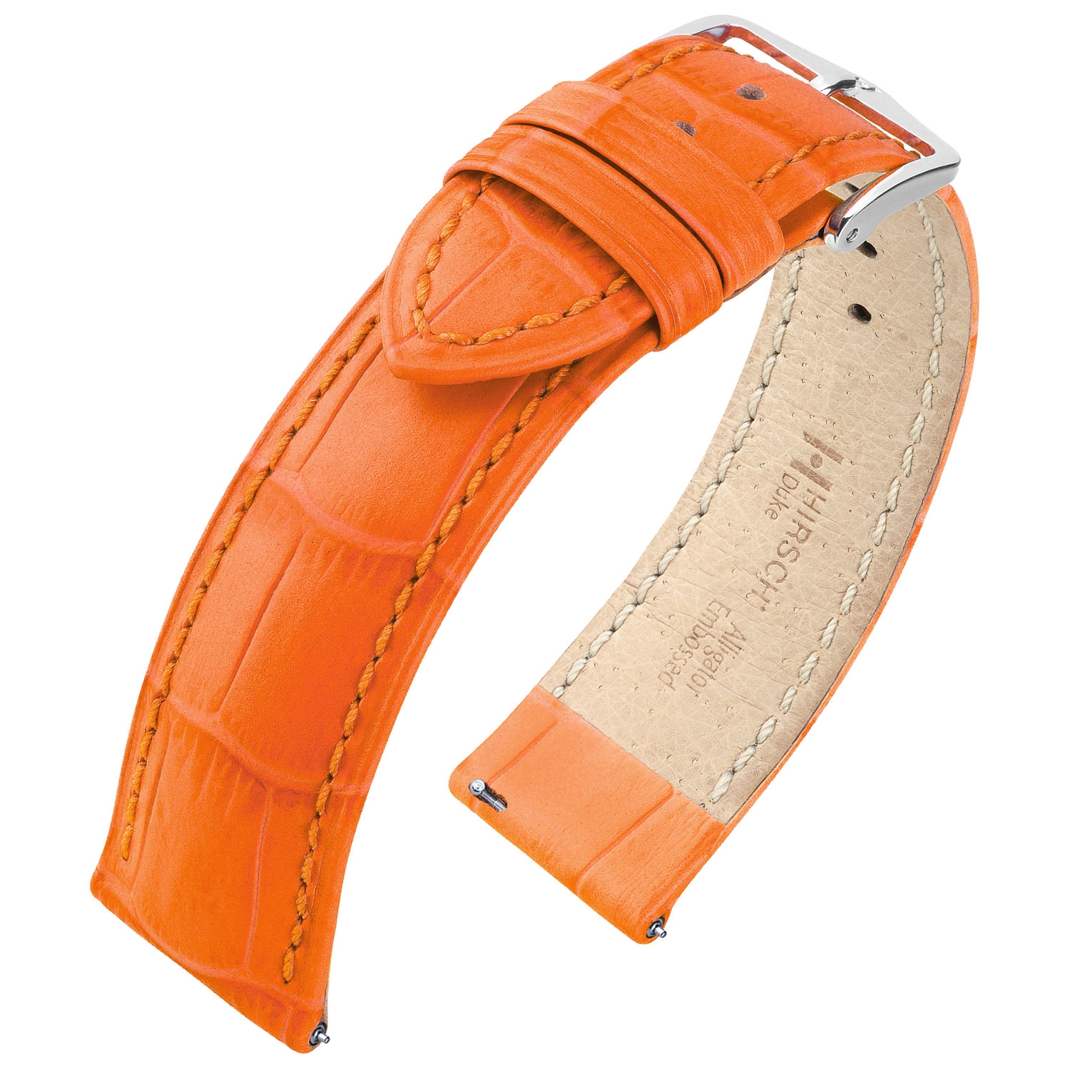 Hirsch Duke Watch Band Alligatorgrain Orange