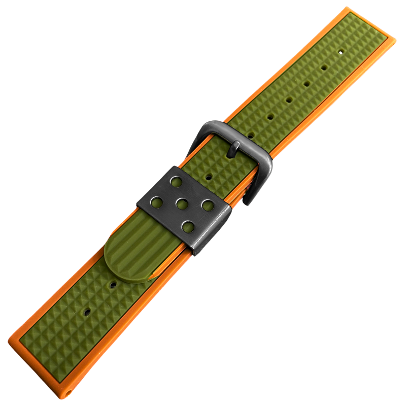 Waffle Strap Rubber Watch Strap Orange Green