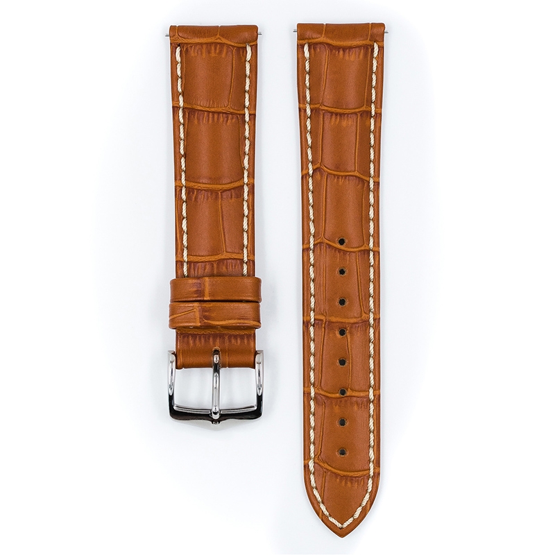 Hirsch Modena Calfskin Watchband Alligatorgrain Honey